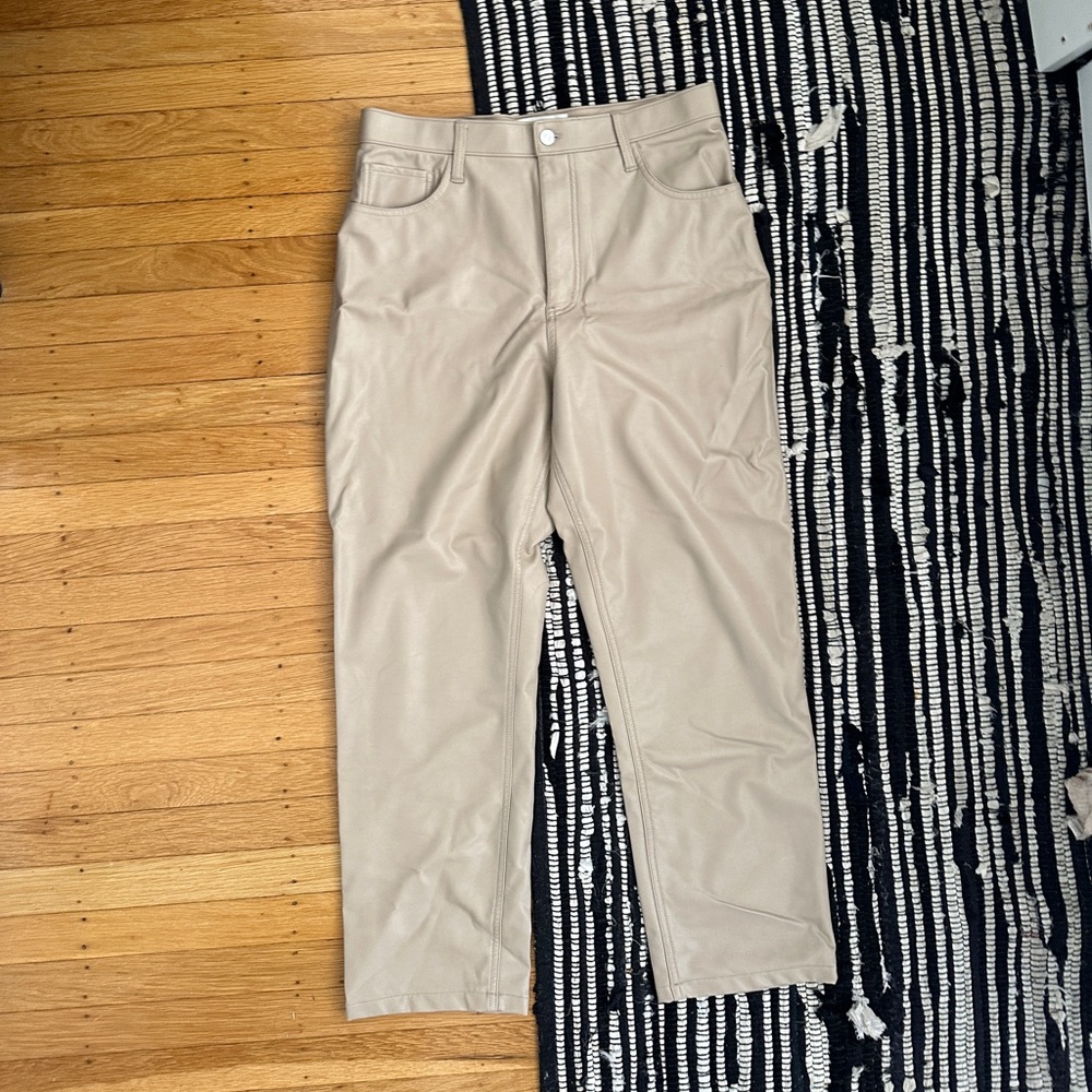 Abercrombie 90’s Straight High Rise tan faux leather pant